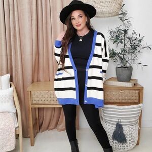 IV House Stripe Boyfriend Cardigan NWT